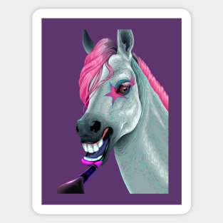 horse applying lipstick Sticker